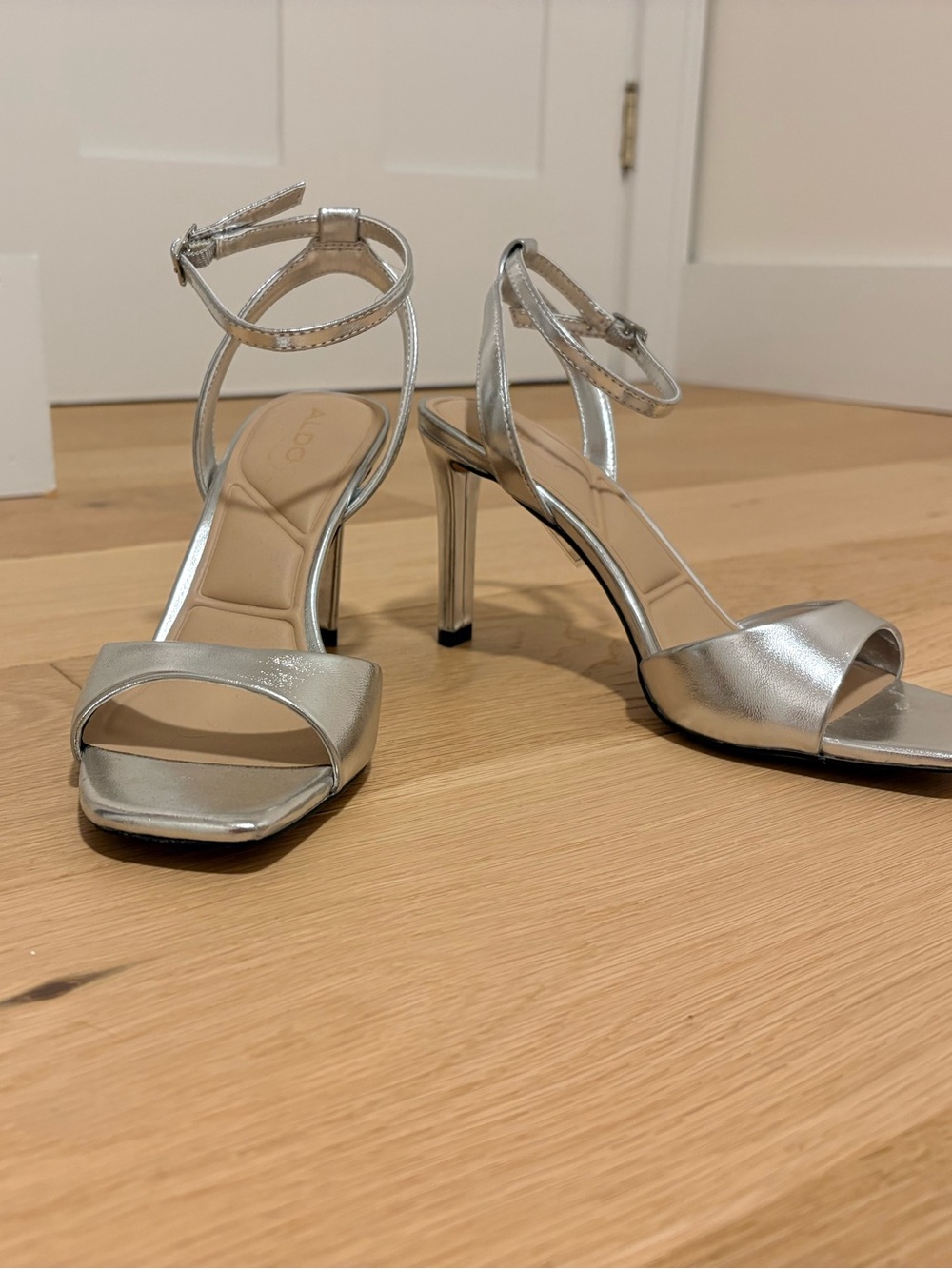 Aldo Silver Metallic Strappy High Heel Sandals